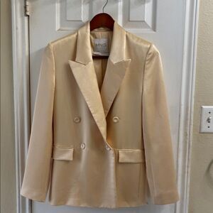 MNG light gold Satin fully lined double breasted Blazer. Preowned but never worn